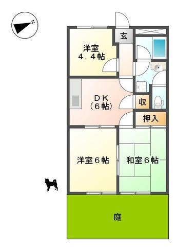 プチシャトー御立(3DK/1階)の間取り写真