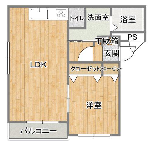 ヒーローマンション・エバグリーン(1LDK/2階)の間取り写真