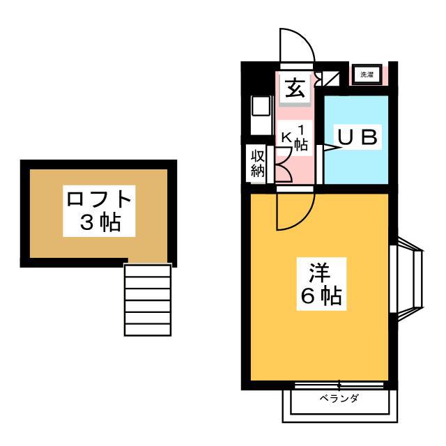 ラークヒルズK2(1K/2階)の間取り写真