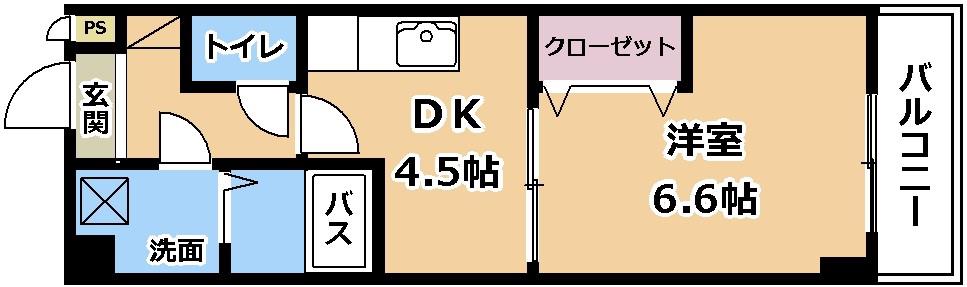 ノバ・エスペランサ(1DK/4階)の間取り写真