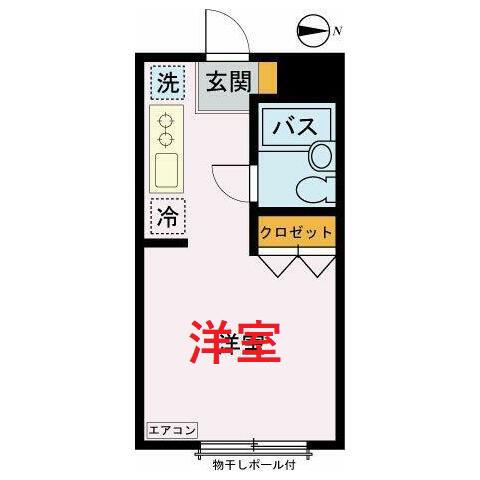 プラヴァーハウス(ワンルーム/1階)の間取り写真