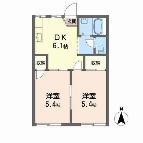 サンライフ名取(2DK/1階)の間取り写真