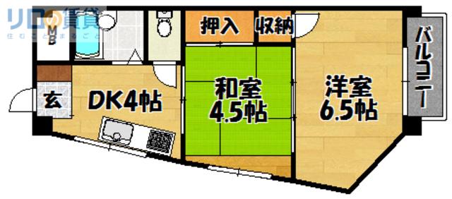 第2マンション北(2DK/2階)の間取り写真