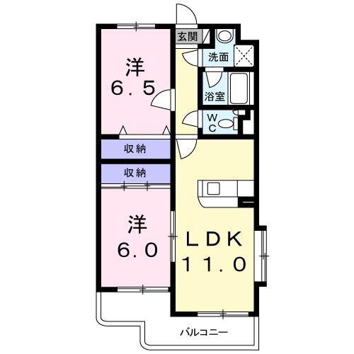 クレイドル(2LDK/2階)の間取り写真