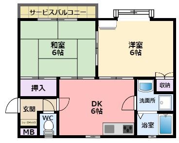双葉マンション(2DK/3階)の間取り写真