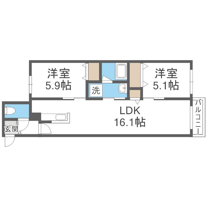 DOONA札幌(2LDK/3階)の間取り写真