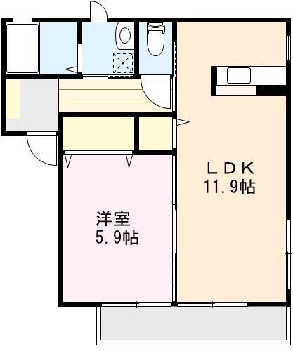 LES AMOUREUSES II(1LDK/1階)の間取り写真