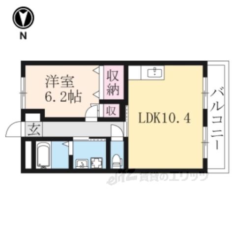 フローラルコート(1LDK/1階)の間取り写真