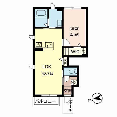 シャーメゾン福来(1LDK/1階)の間取り写真