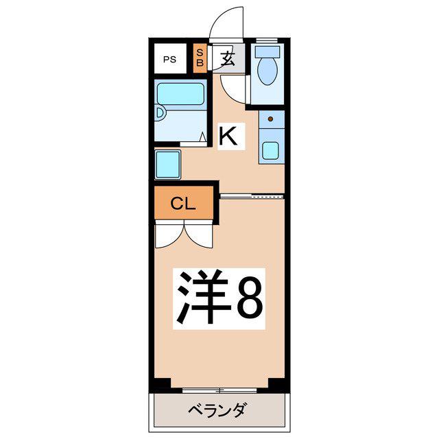 ファースト21 A棟(1K/1階)の間取り写真