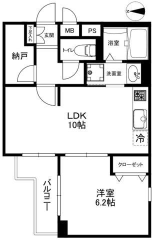 フォルテ中野坂上(1LDK/4階)の間取り写真