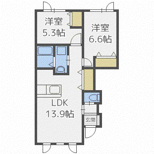 MILLE GRACE 28(2LDK/1階)の間取り写真