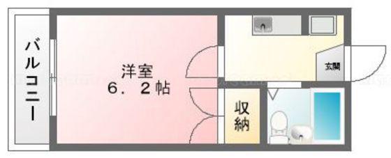 ルーエ旭川 A棟(1K/2階)の間取り写真