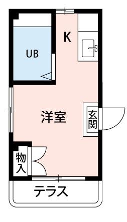 ローズガーデン(ワンルーム/1階)の間取り写真
