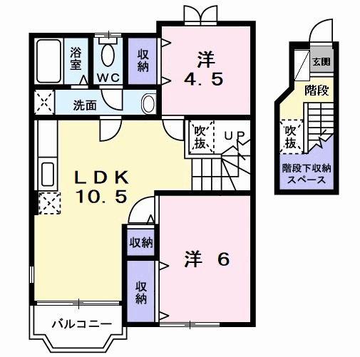 エヴァーグリーンヒルズ(2LDK/2階)の間取り写真