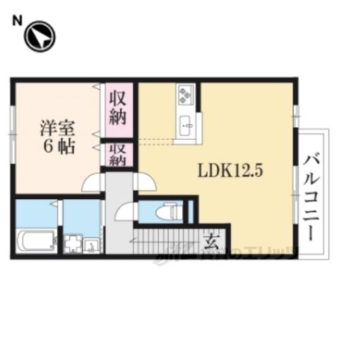 サンガーデン一橋C棟(1LDK/2階)の間取り写真