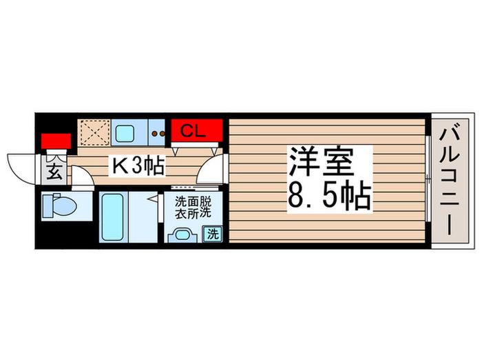 プランド-ル(1K/3階)の間取り写真