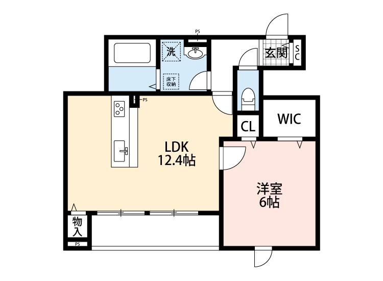 AUTHENT(1LDK/1階)の間取り写真