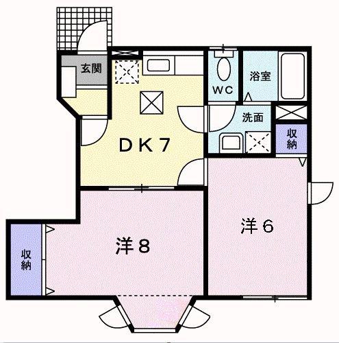 コーポ若枝(2DK/1階)の間取り写真
