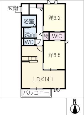 KOTONA B(2LDK/1階)の間取り写真