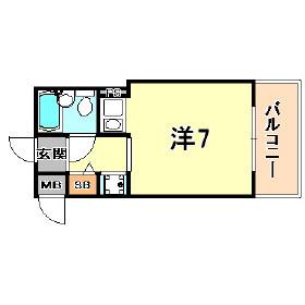 ライオンズマンション神戸元町第III(ワンルーム/4階)の間取り写真