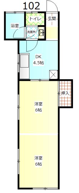 静コーポ(1DK/1階)の間取り写真