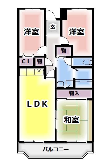 プレスト・コート壱番館(3LDK/2階)の間取り写真