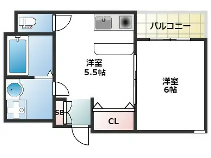 プリマベーラ新今里(1DK/2階)の間取り写真