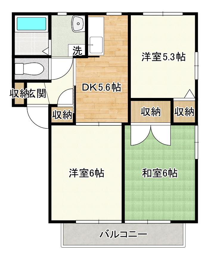 DIAS・FONTANA(3DK/2階)の間取り写真