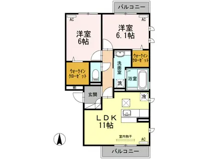 アルページュ大森 B棟(2LDK/3階)の間取り写真