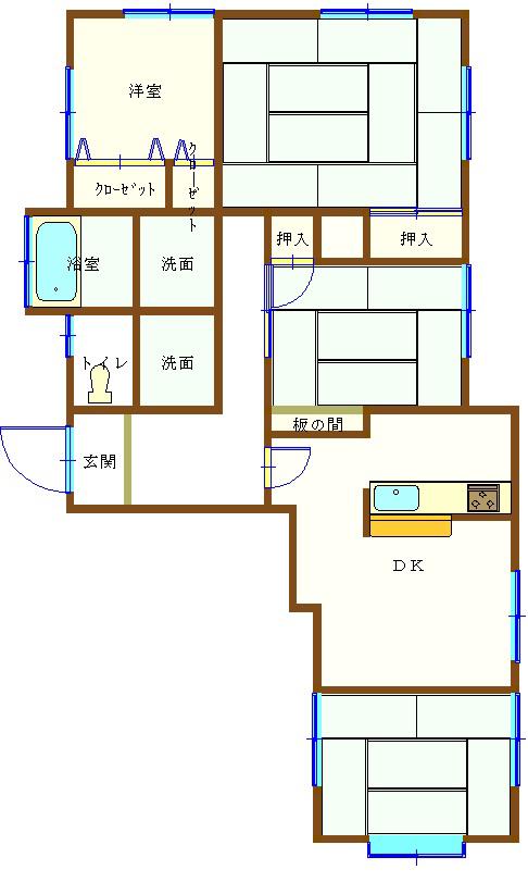汐入アパート(4DK/1階)の間取り写真