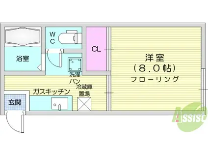 第二小田原コーポ(1K/1階)の間取り写真