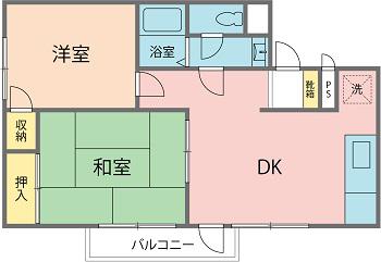 ラルジュールモア(2DK/2階)の間取り写真