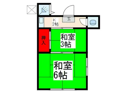 津端荘(2K/1階)の間取り写真