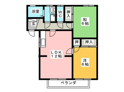 ロワールヤマダ B(2LDK/2階)の間取り写真