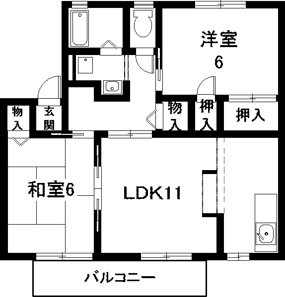 セジュール横須賀 A棟(2LDK/2階)の間取り写真
