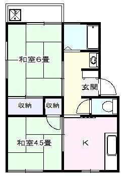 コーポ小川(2K/1階)の間取り写真