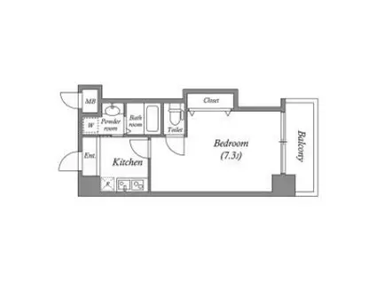 URESIDENCE京橋(1K/4階)の間取り写真
