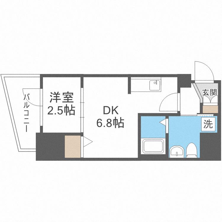エスグランデ難波サウス(1DK/14階)の間取り写真