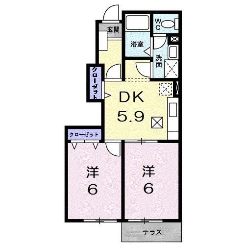 ラフィネシャトレ-III番館(2DK/1階)の間取り写真