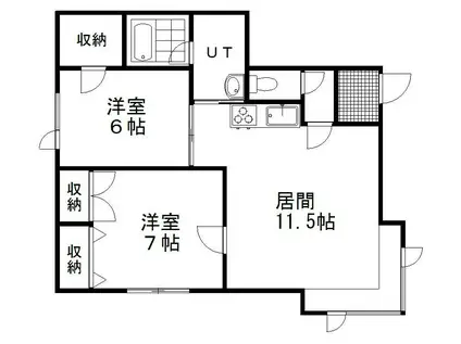 ベルソワレ1号館(2LDK/1階)の間取り写真