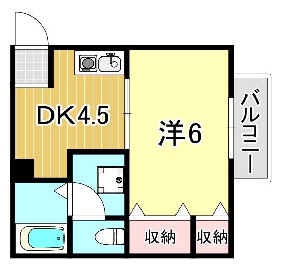 中山手ガーデンパレス A棟(1K/1階)の間取り写真