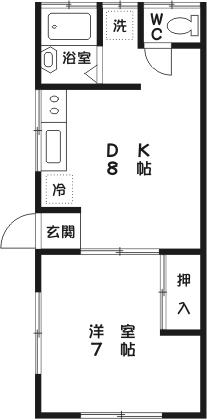 山口アパート(1DK/1階)の間取り写真
