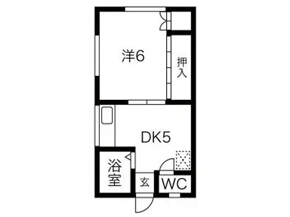 茂野アパートII(1DK/2階)の間取り写真