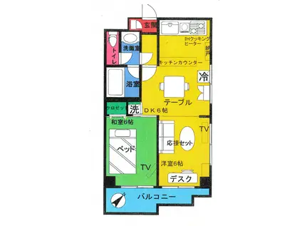 サンシティ5家電き(1LDK/4階)の間取り写真