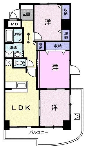 アズゥール(3LDK/2階)の間取り写真