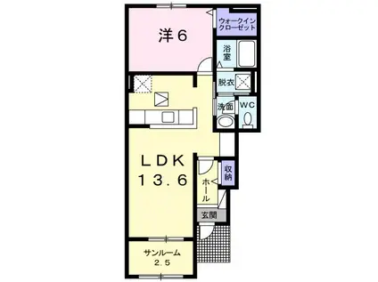サウスガーデン(1LDK/1階)の間取り写真