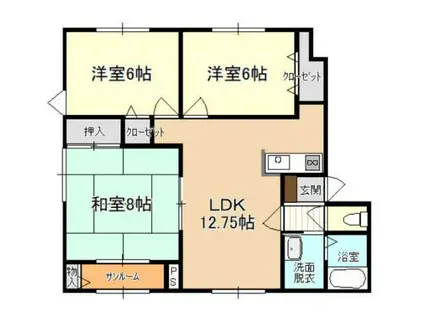 ポーラスター(3LDK/2階)の間取り写真