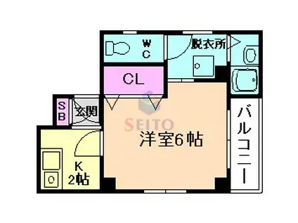 フローラ豊中(1K/4階)の間取り写真