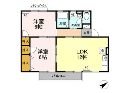 メゾン西沢 B(2LDK/2階)の間取り写真